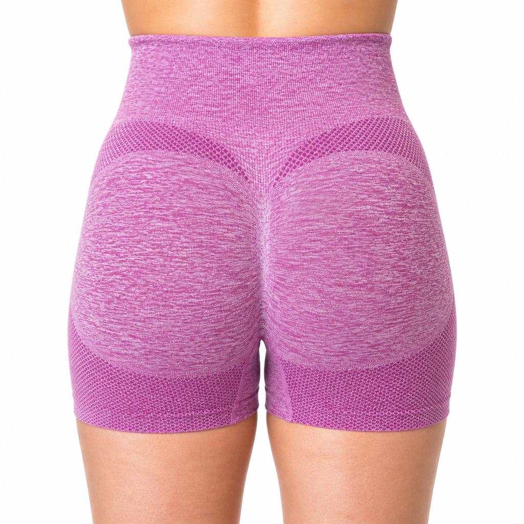 Short Deportivo Push Up Jaspeado Talle Alto Sin Costuras