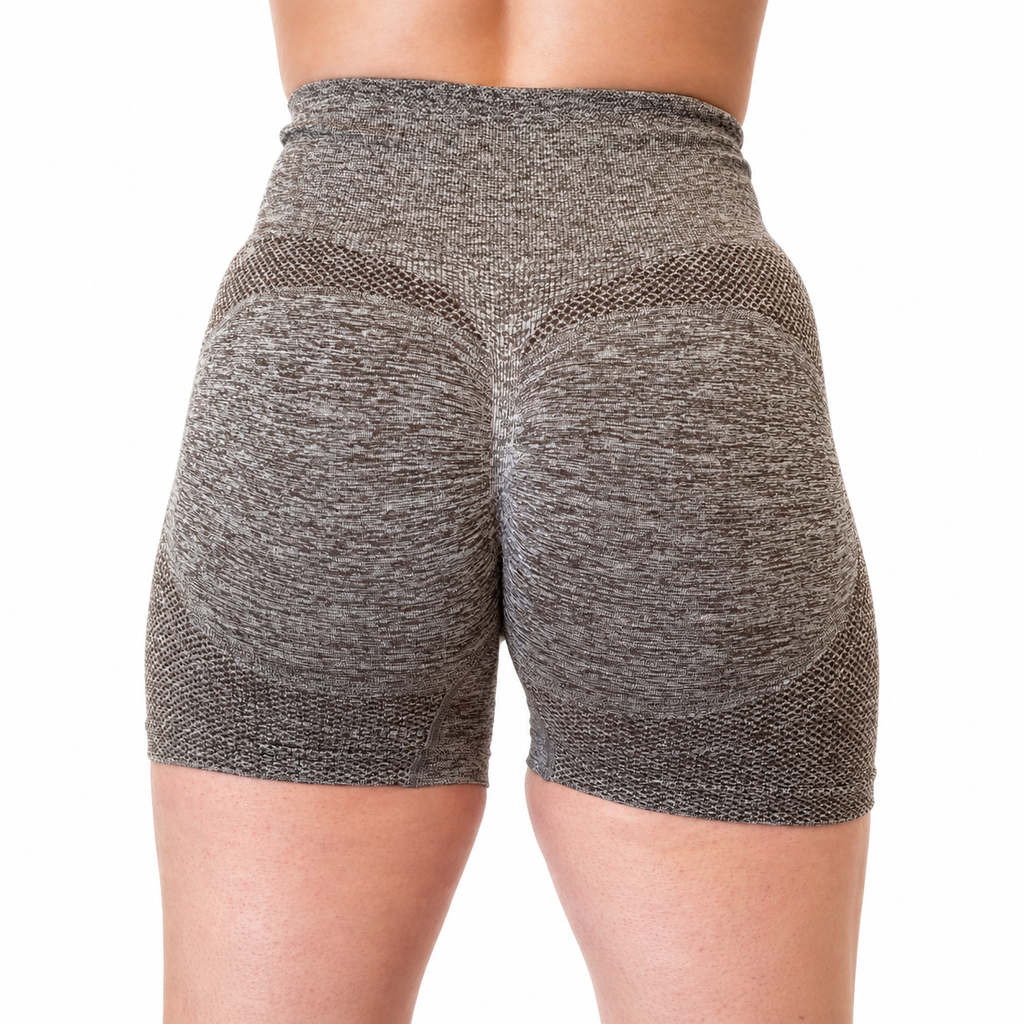 Short Deportivo Push Up Jaspeado Talle Alto Sin Costuras